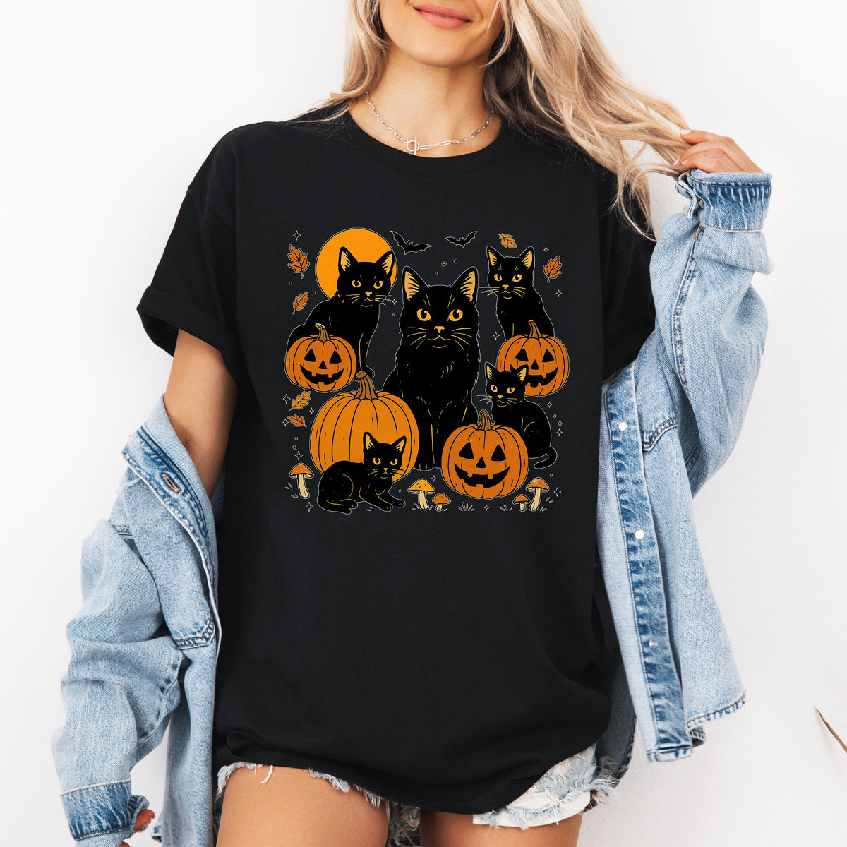 Retro Black Cats Halloween Tee