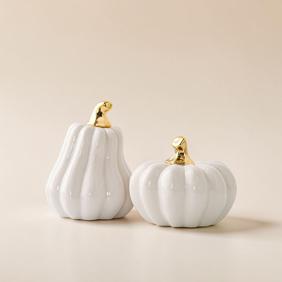White Luxe Ceramic Pumpkin Decor