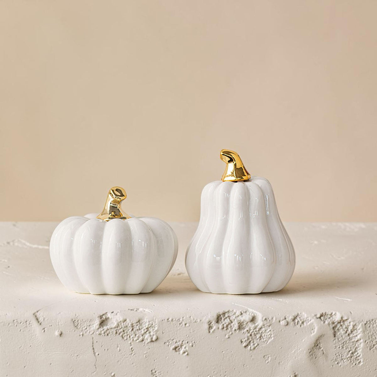 White Luxe Ceramic Pumpkin Decor