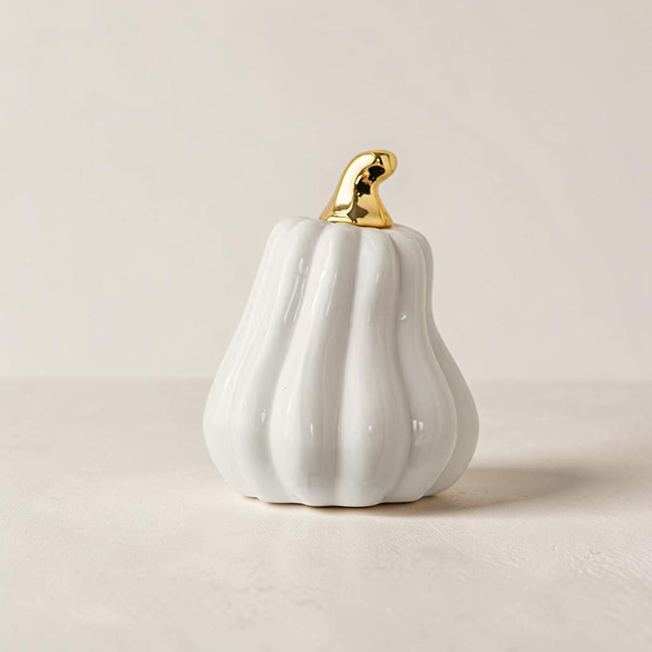 White Luxe Ceramic Pumpkin Decor