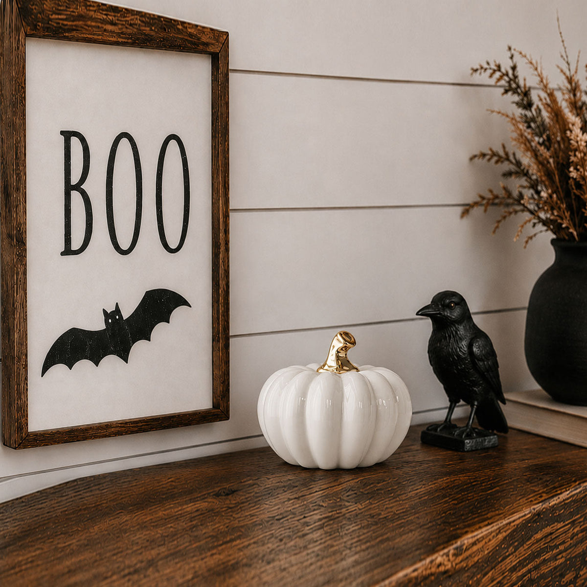 White Luxe Ceramic Pumpkin Decor