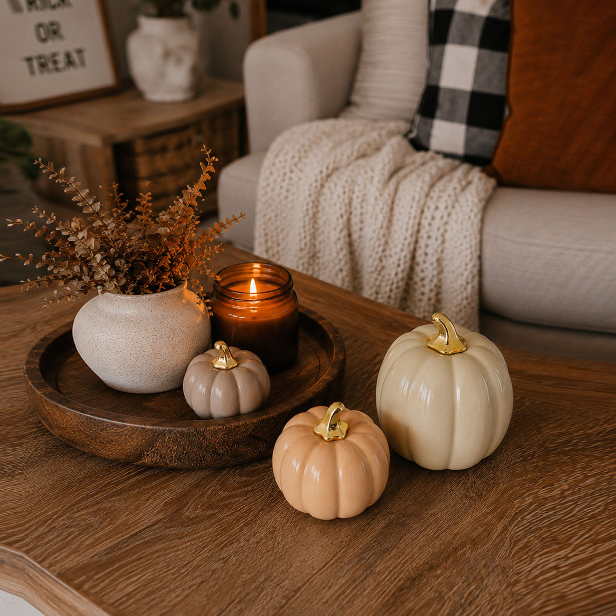 Pastel Ceramic Pumpkin Decor