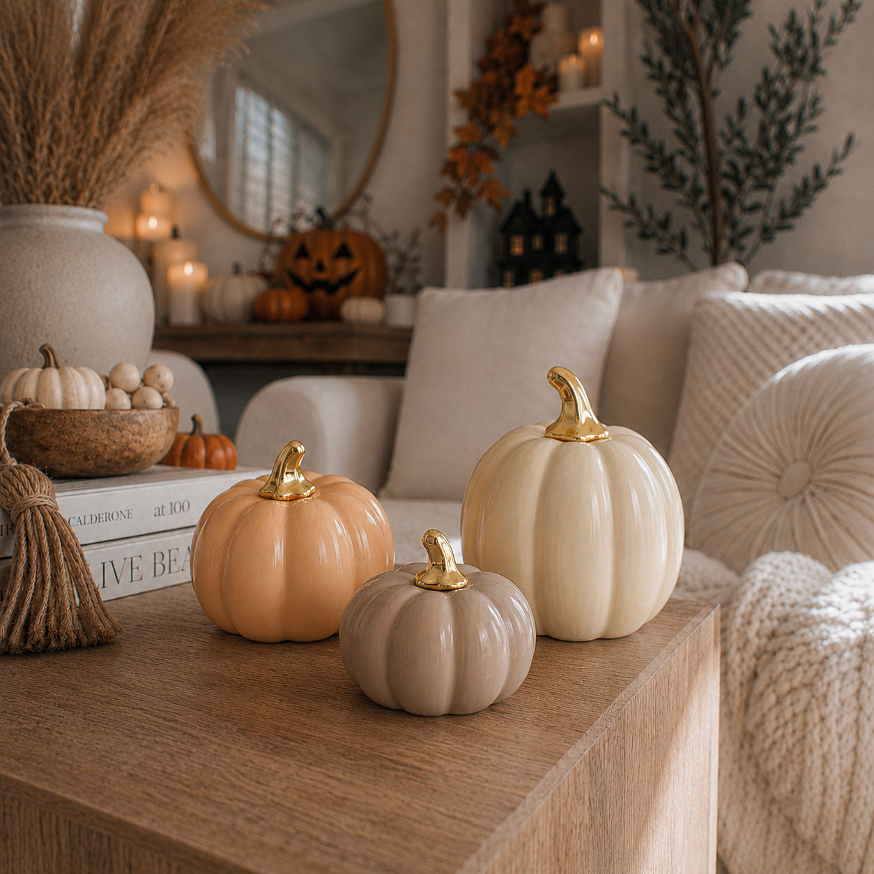 Pastel Ceramic Pumpkin Decor