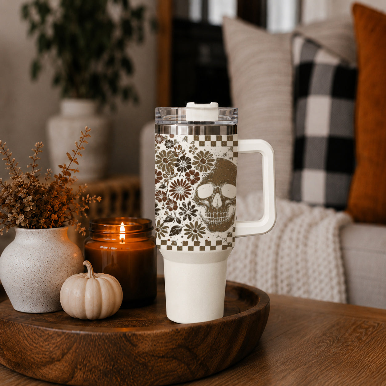 Retro Ghost Skull 40oz Tumbler