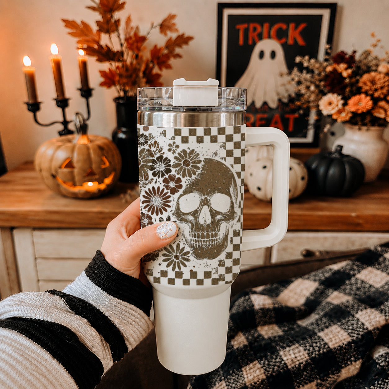 Retro Ghost Skull 40oz Tumbler