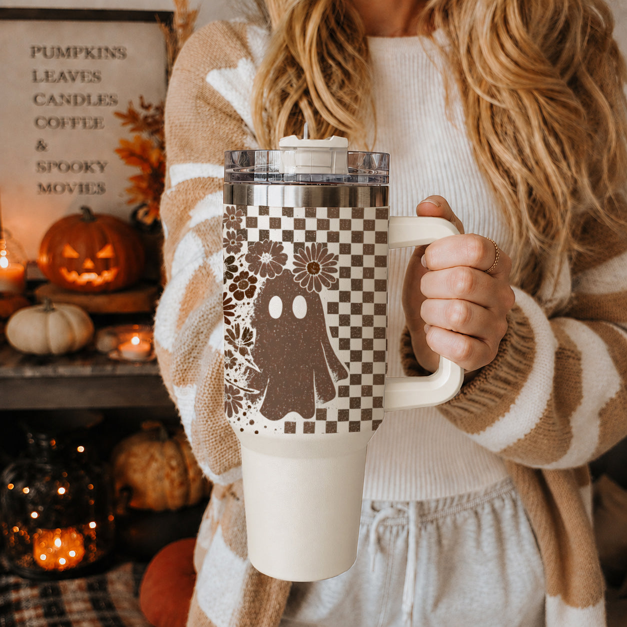Retro Ghost Skull 40oz Tumbler