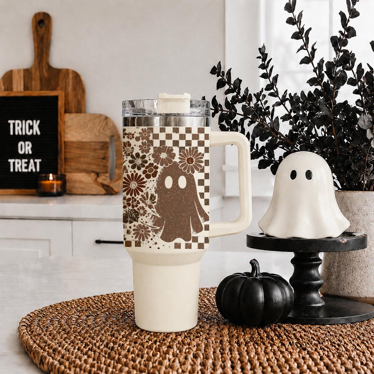 Retro Ghost Skull 40oz Tumbler