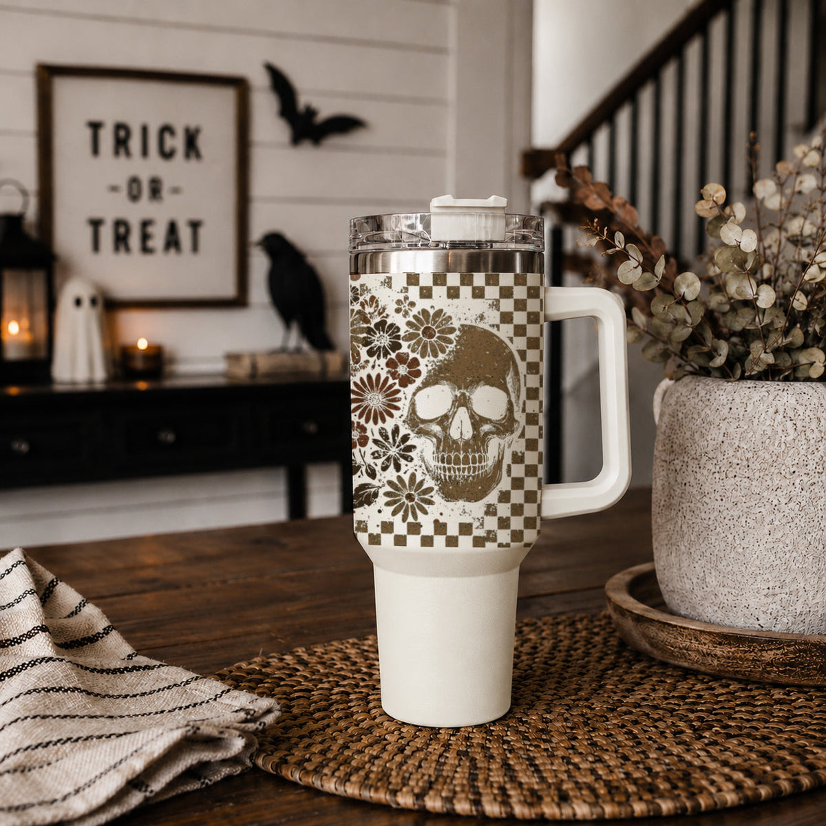 Retro Ghost Skull 40oz Tumbler