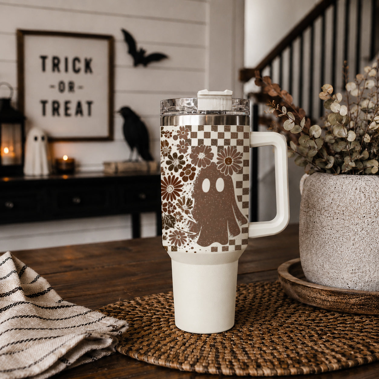 Retro Ghost Skull 40oz Tumbler
