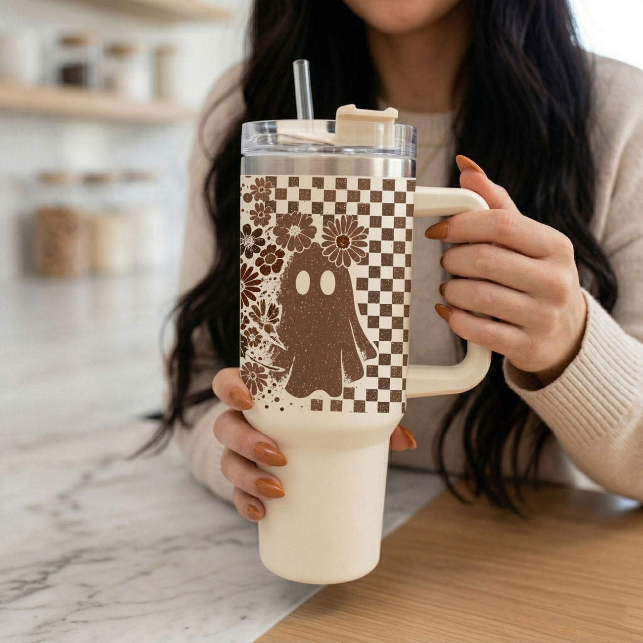 Retro Ghost Skull 40oz Tumbler
