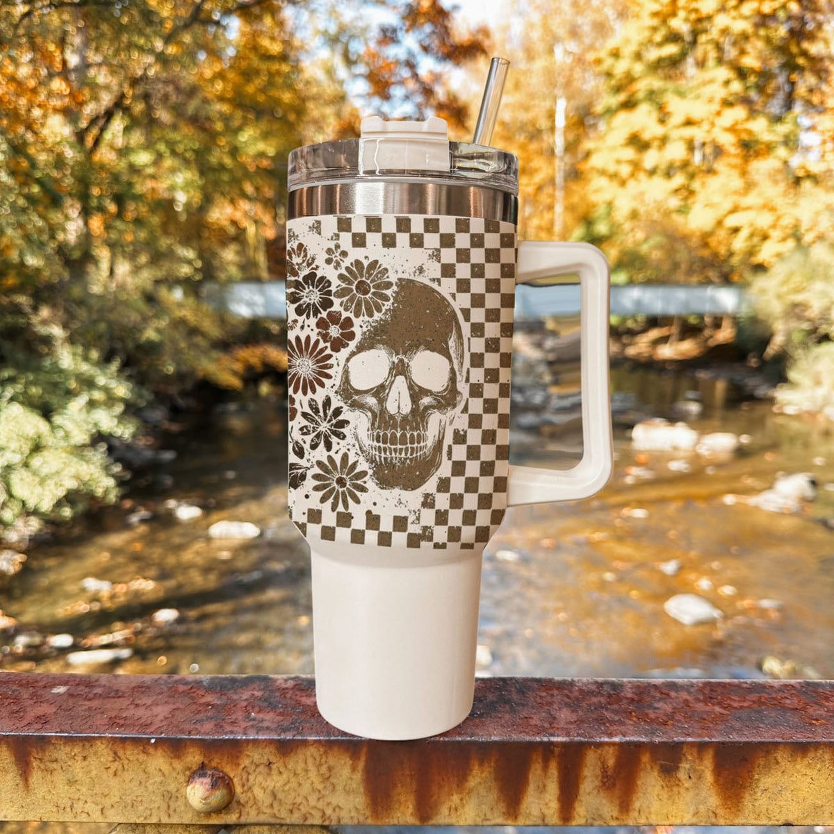 Retro Ghost Skull 40oz Tumbler