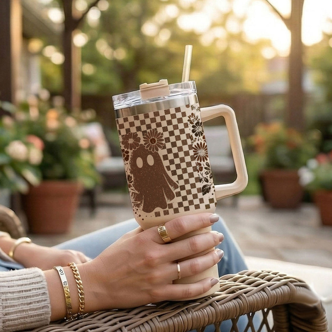 Retro Ghost Skull 40oz Tumbler