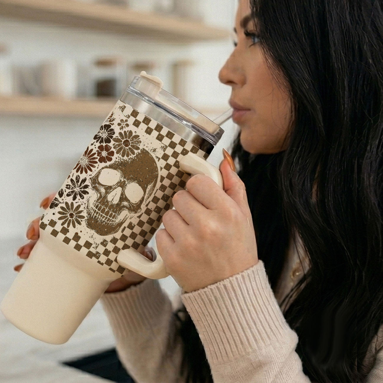 Retro Ghost Skull 40oz Tumbler