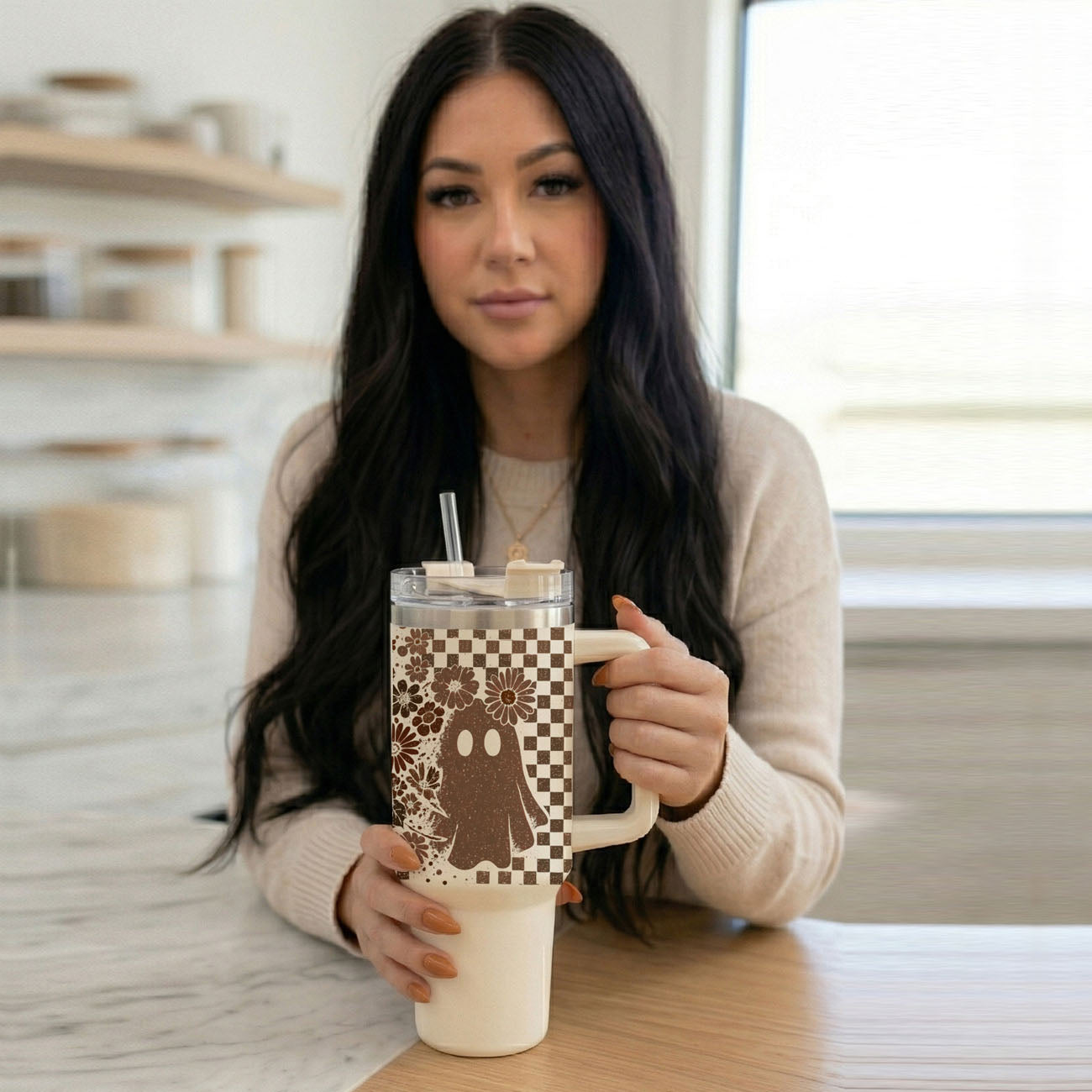 Retro Ghost Skull 40oz Tumbler