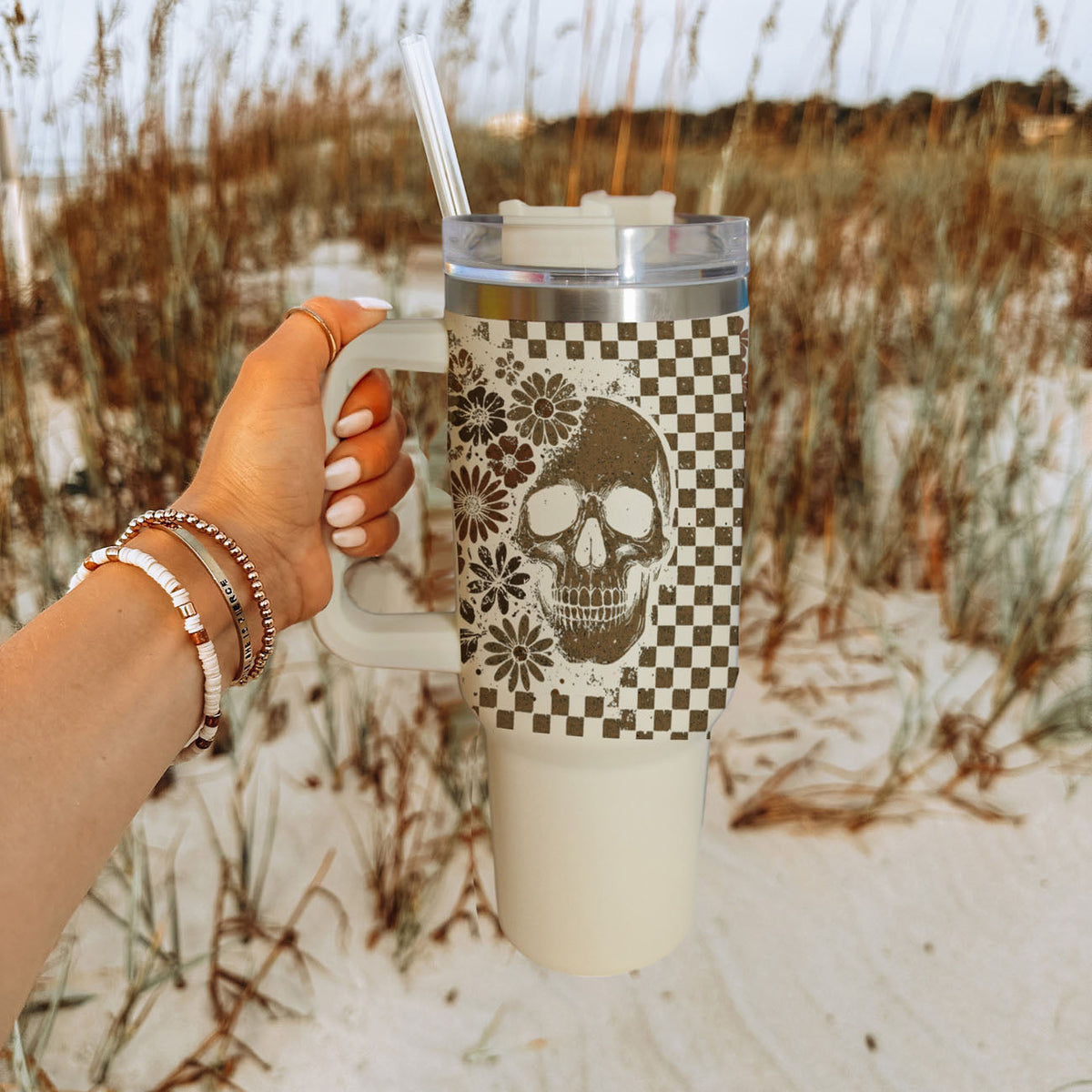 Retro Ghost Skull 40oz Tumbler