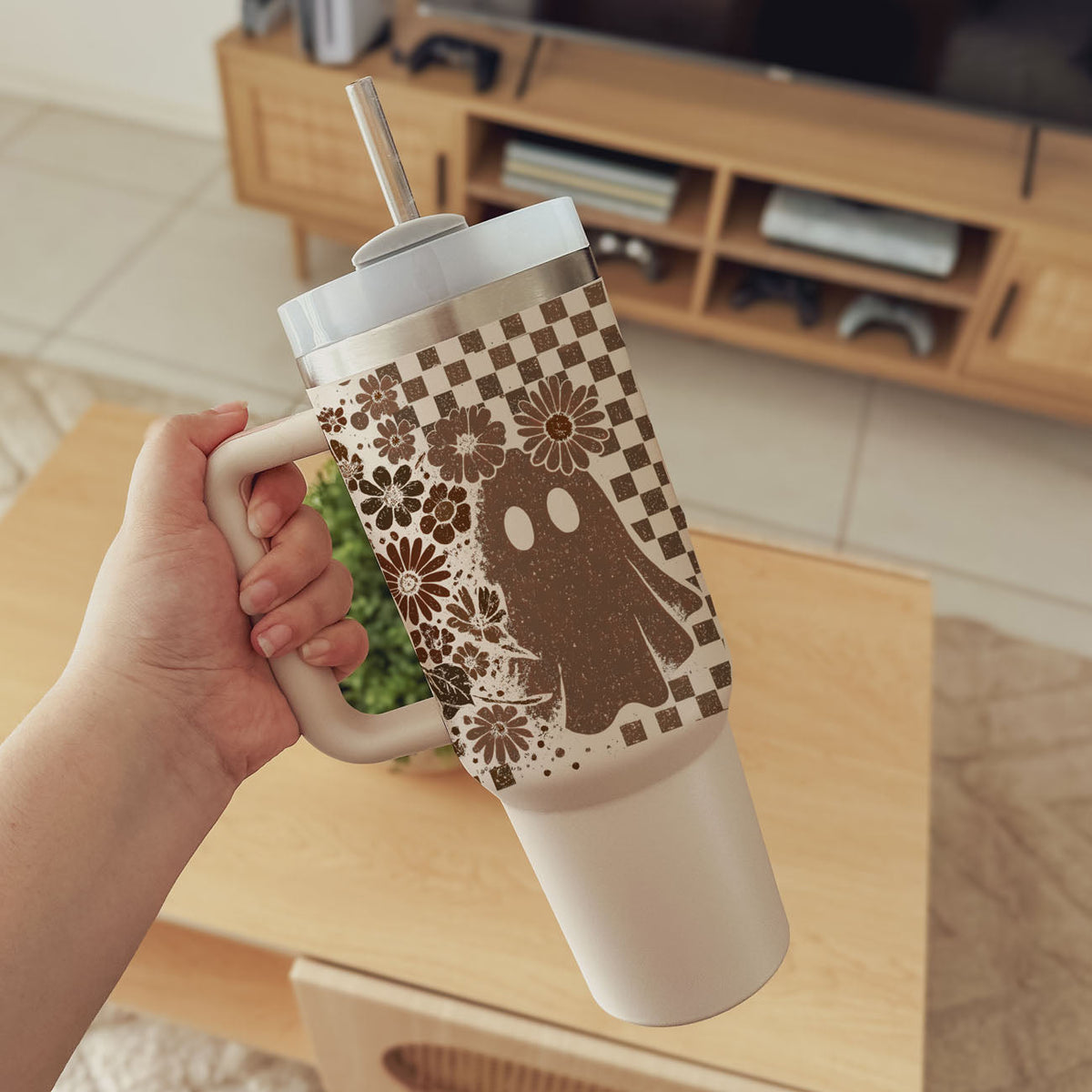 Retro Ghost Skull 40oz Tumbler
