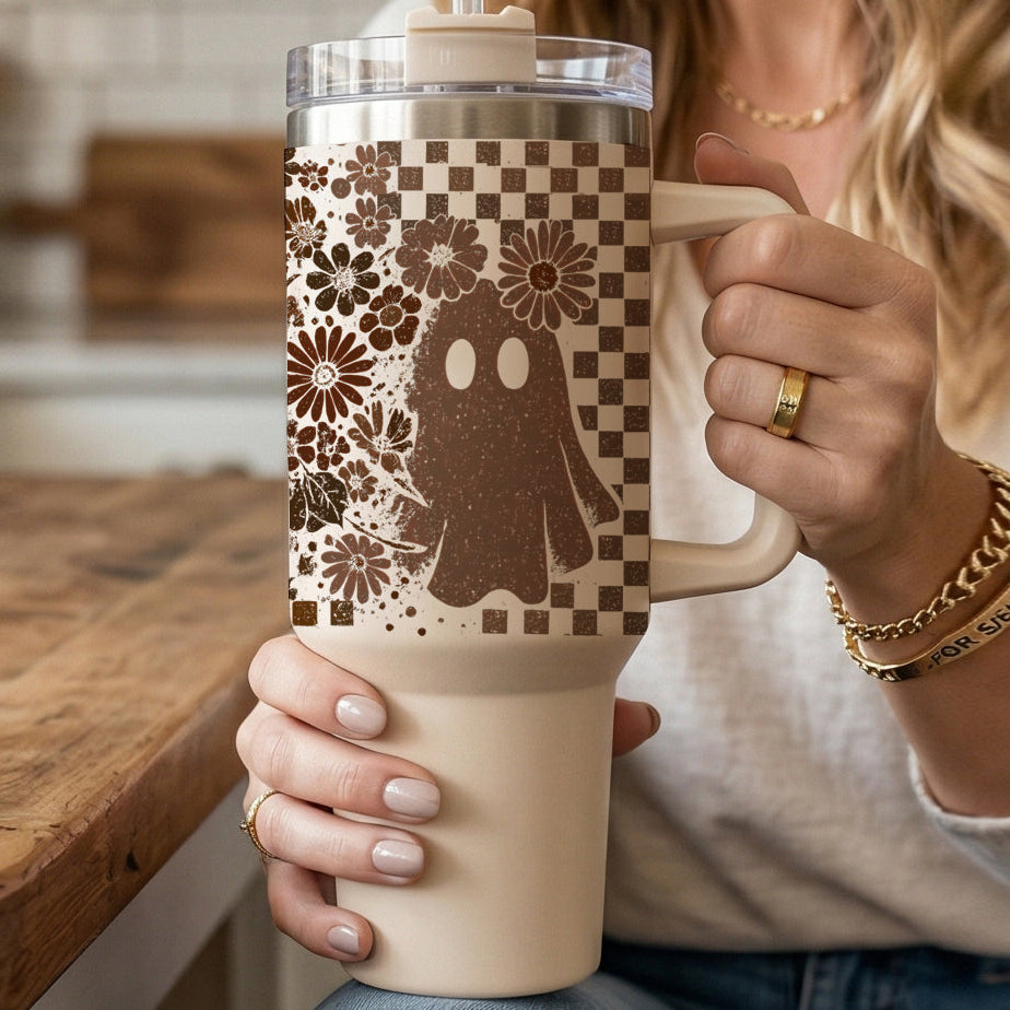 Retro Ghost Skull 40oz Tumbler