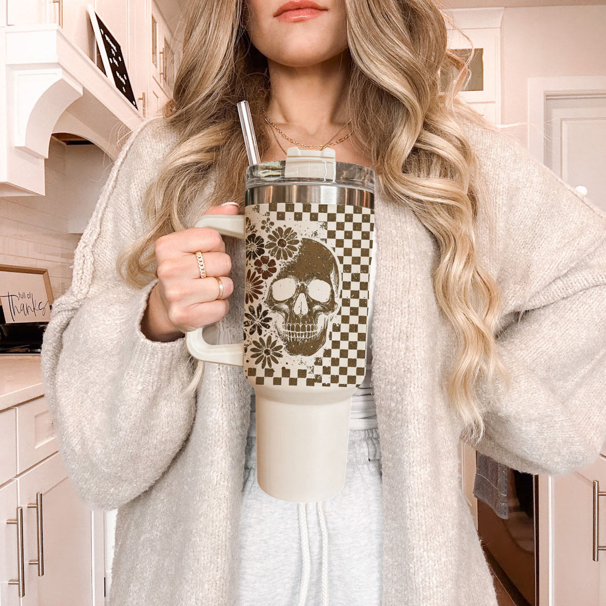 Retro Ghost Skull 40oz Tumbler