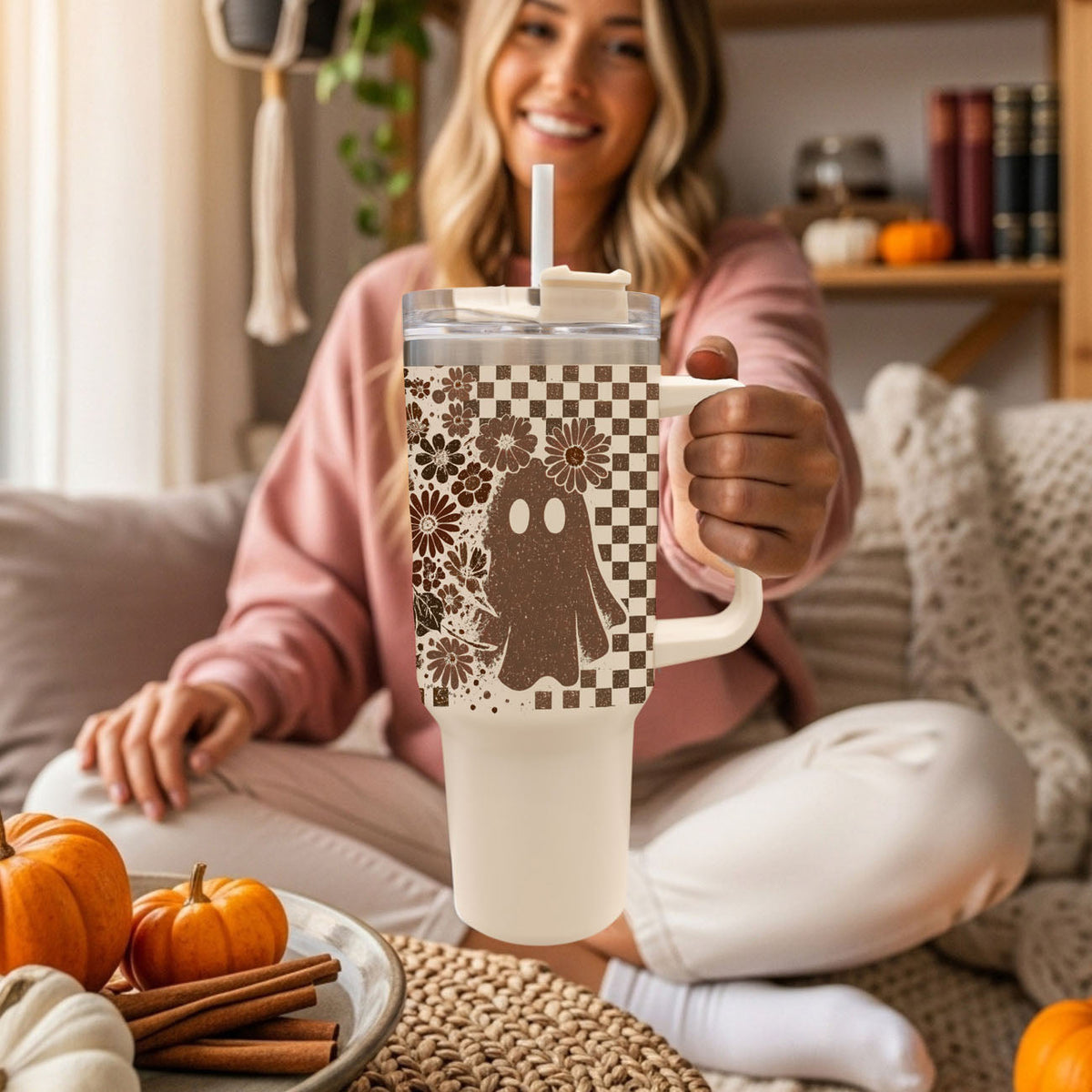Retro Ghost Skull 40oz Tumbler