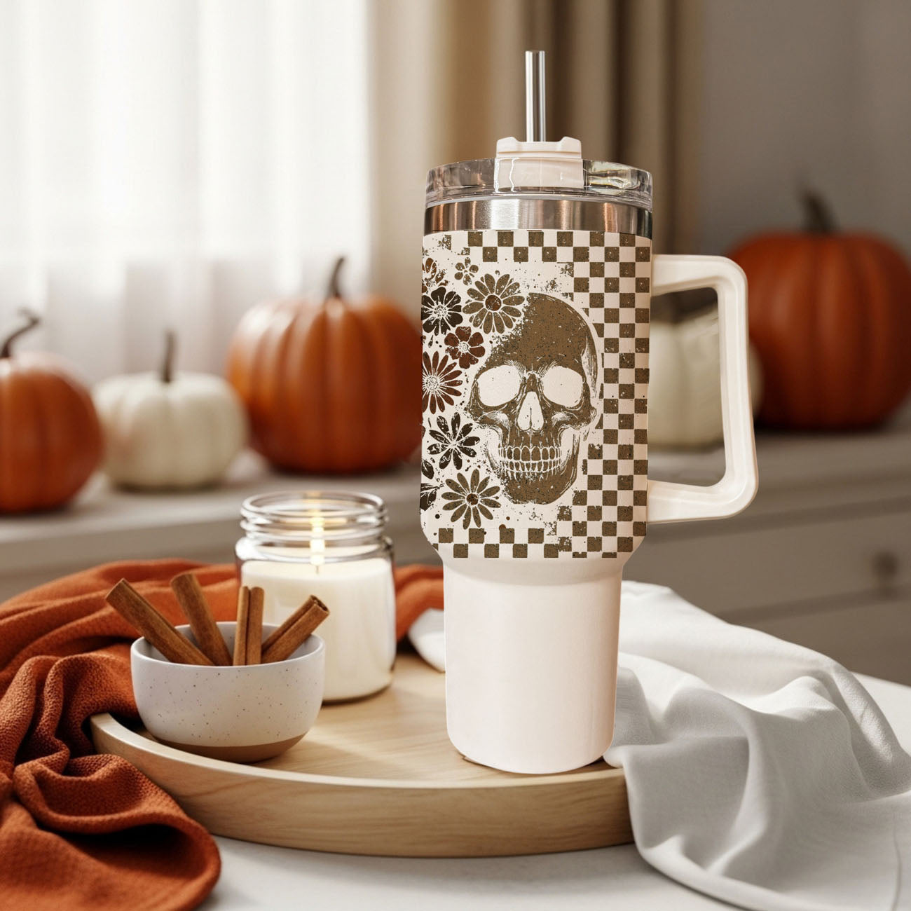 Retro Ghost Skull 40oz Tumbler