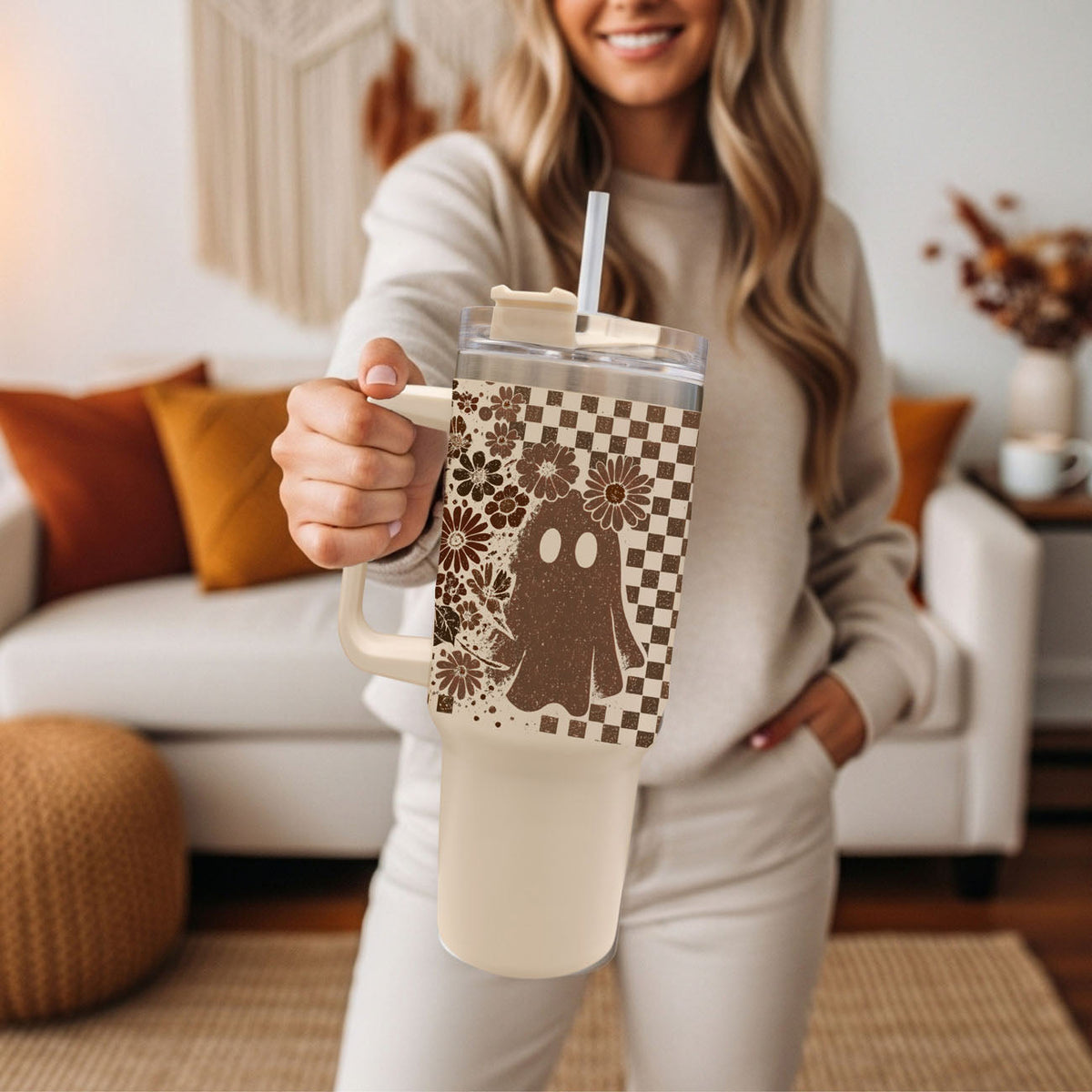 Retro Ghost Skull 40oz Tumbler