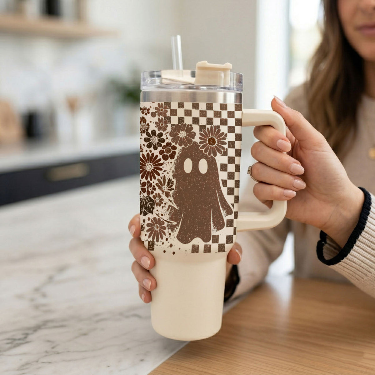 Retro Ghost Skull 40oz Tumbler