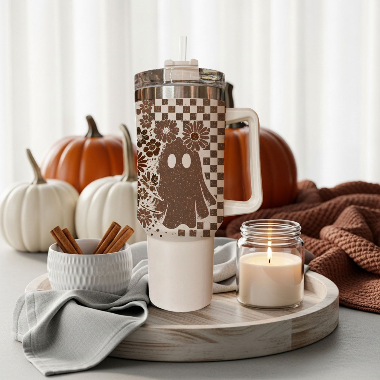 Retro Ghost Skull 40oz Tumbler