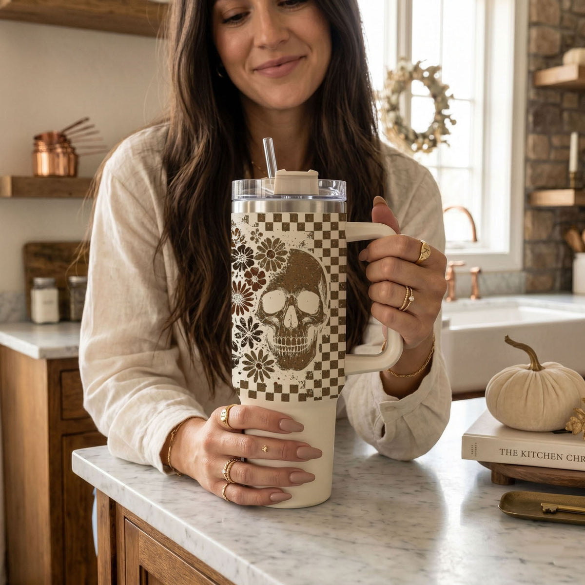 Retro Ghost Skull 40oz Tumbler
