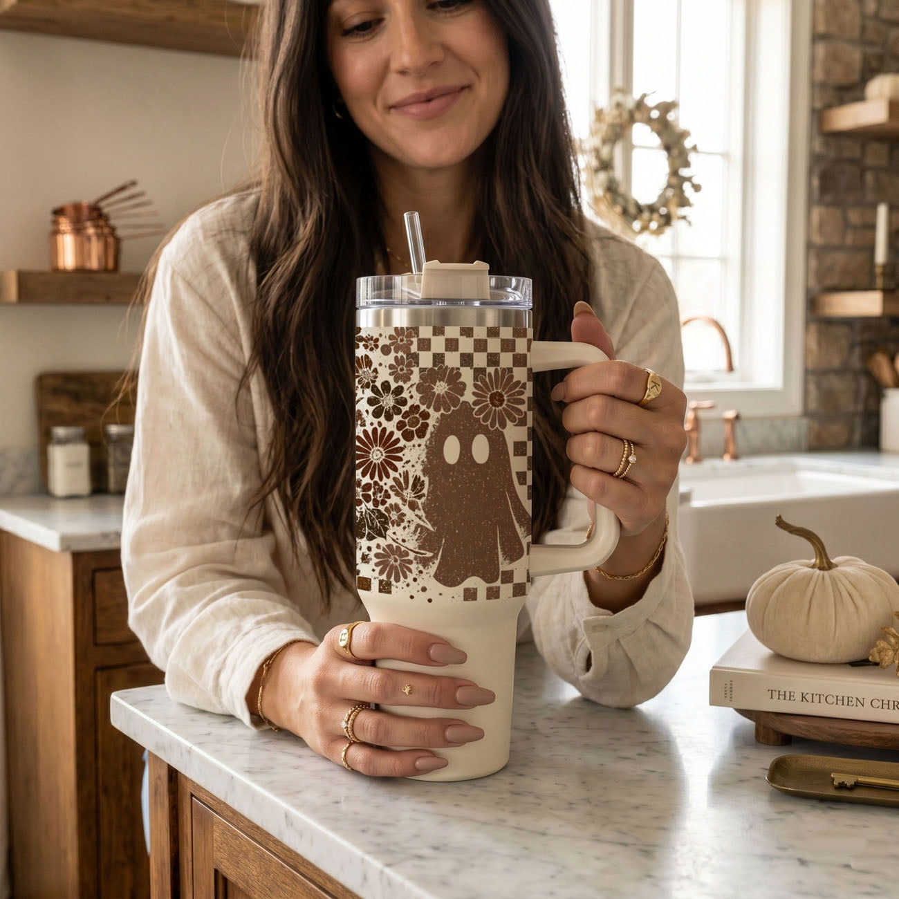 Retro Ghost Skull 40oz Tumbler