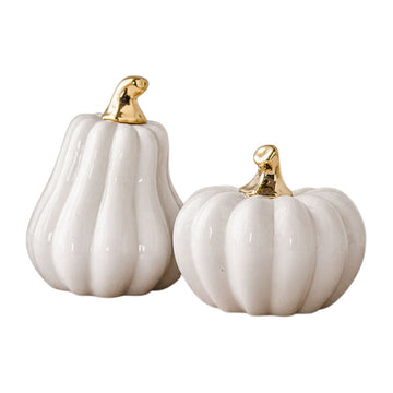 White Luxe Ceramic Pumpkin Decor